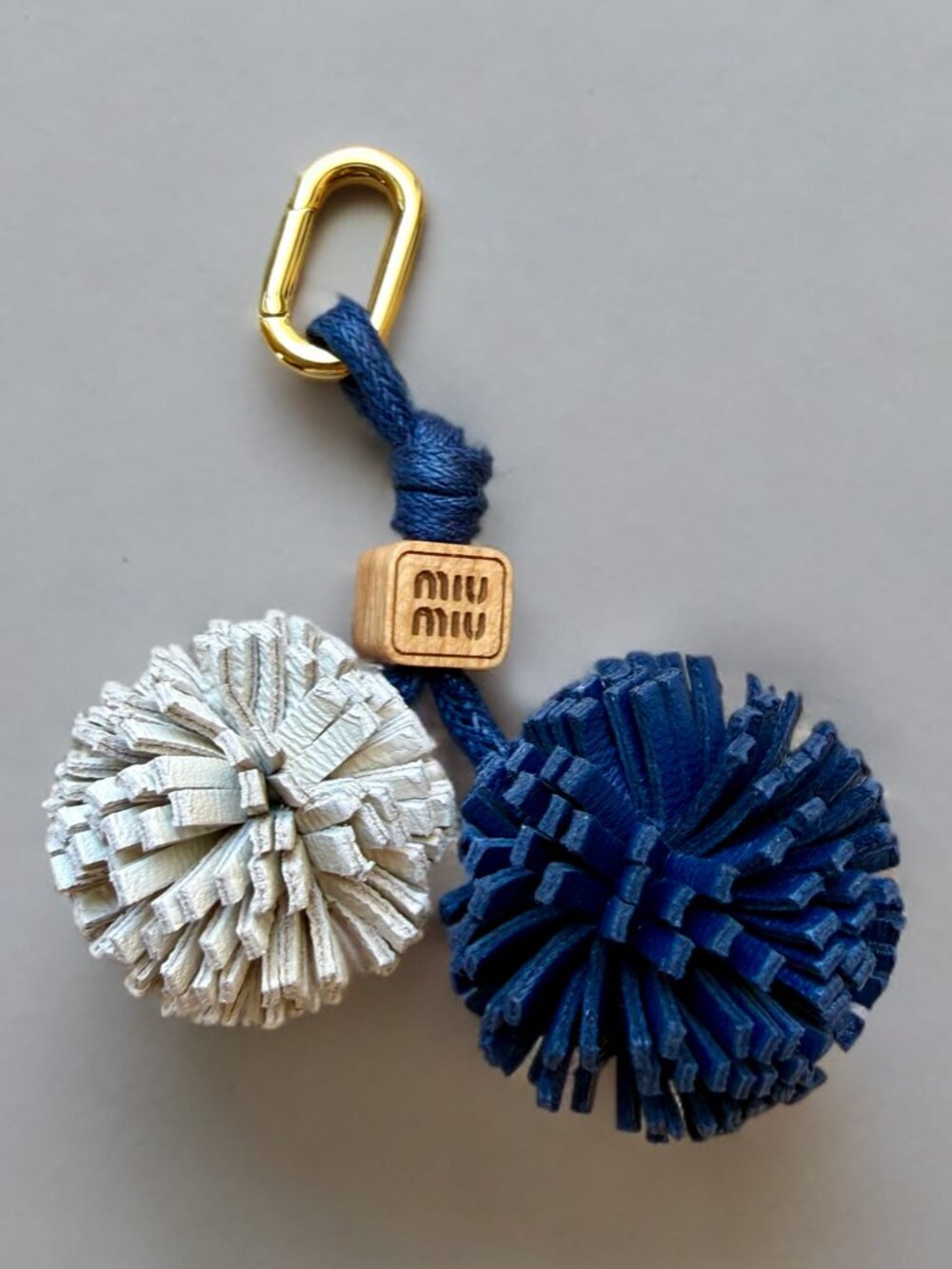Miu Miu Leather Pom Pom Micro Trick Clip Keychain Bag Charm